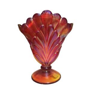 Vintage‎ Fenton Ruby Amberina Stretch Plume Vase